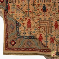 فرش ابریشم ماشینی C1116 بژ گردویی - تصویر 2