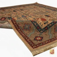 فرش ابریشم ماشینی C1116 بژ گردویی - تصویر 5