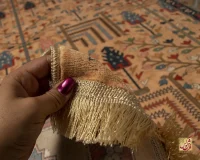 فرش ابریشم ماشینی C1116 بژ گردویی - تصویر 7