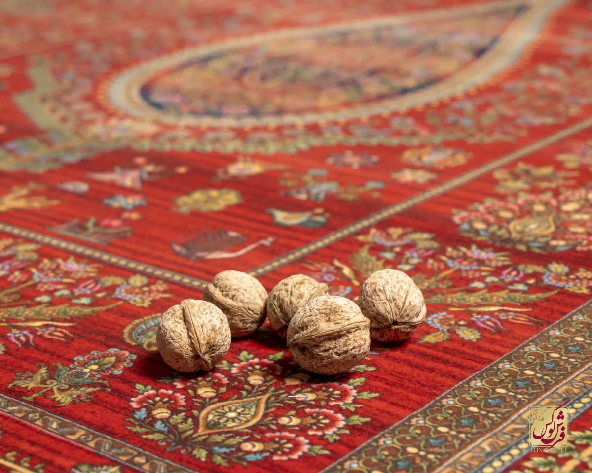 فرش ابریشم ماشینی 730902 لاکی تمام رنگ - تصویر 3