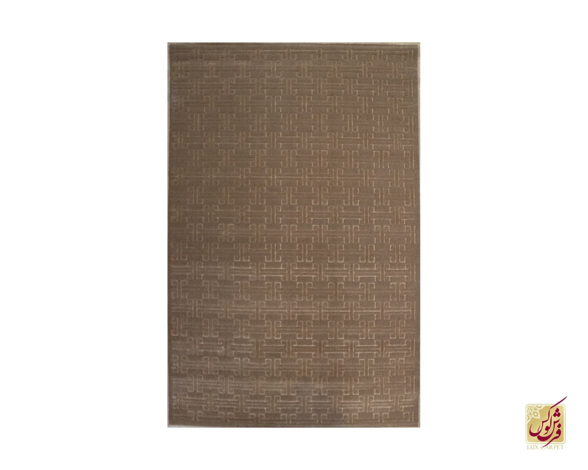 فرش مینیمال H/44010 قهوه‌ای کرم - تصویر 1