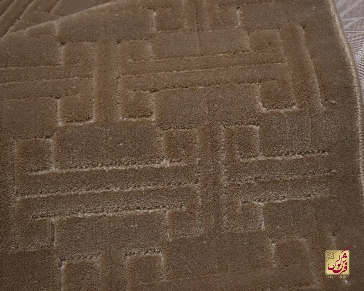 فرش مینیمال H/44010 قهوه‌ای کرم - تصویر 3