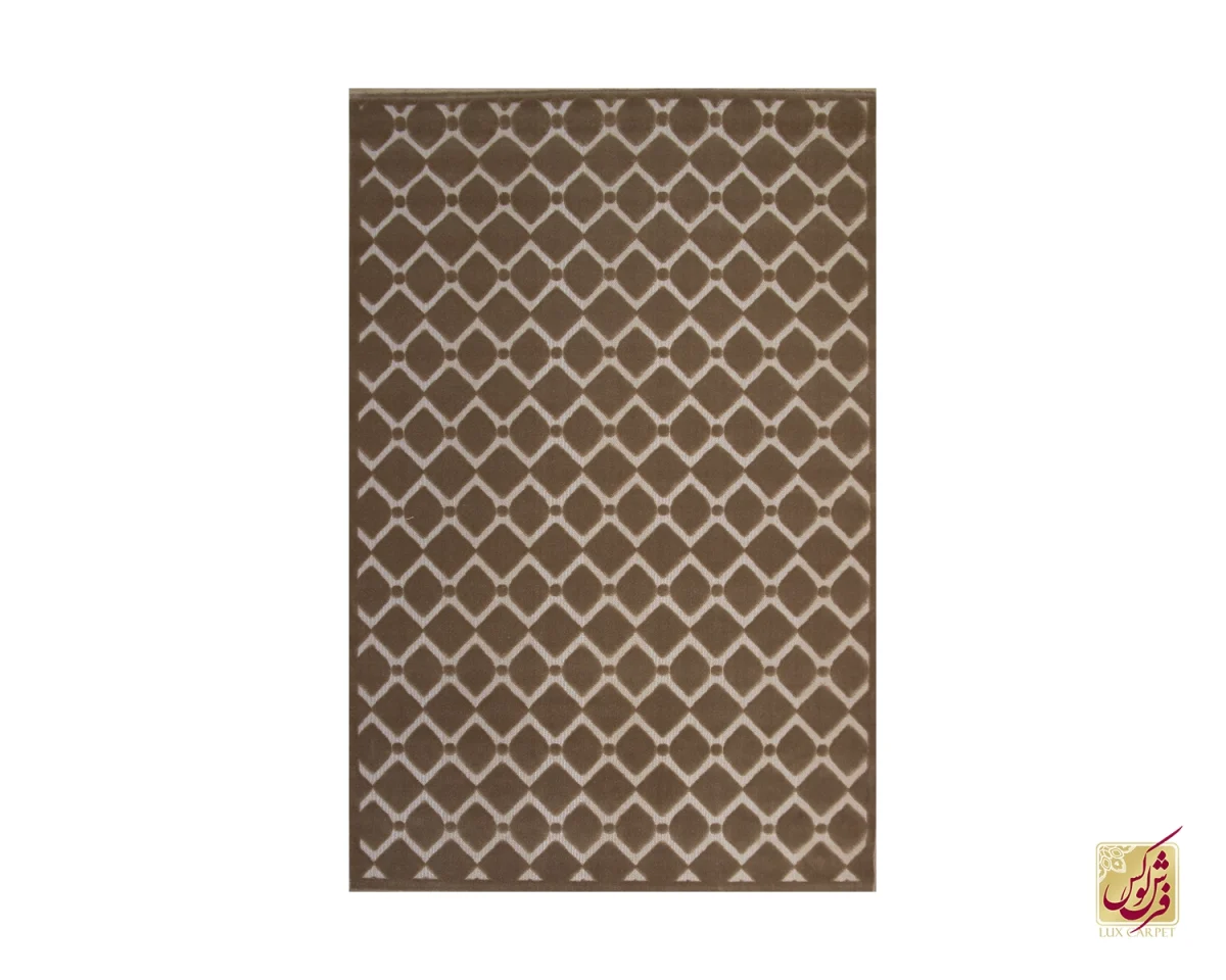 فرش مینیمال H/44012 قهوه‌ای کرم - تصویر 1