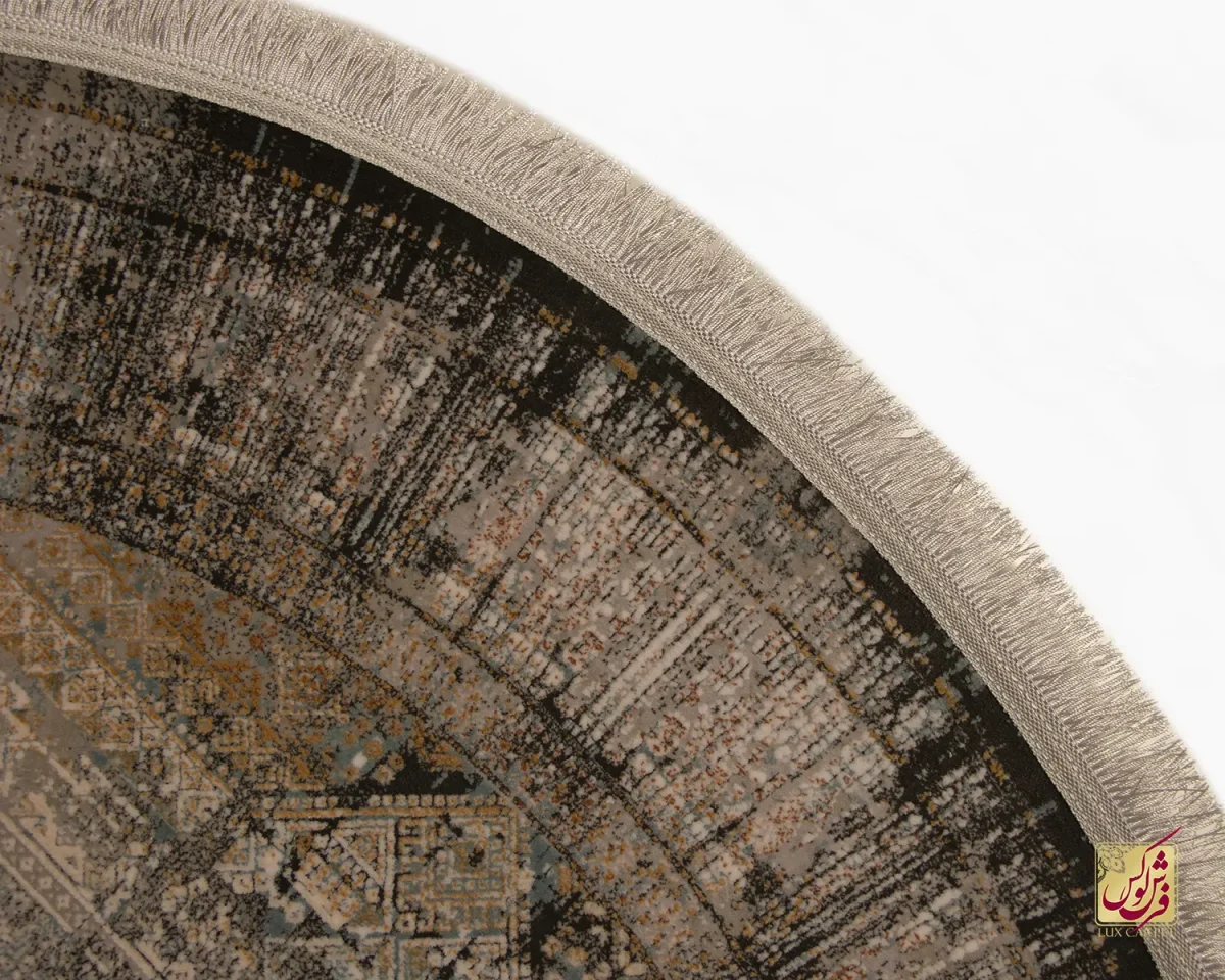 فرش گرد وینتیج 536 طوسی آجری - تصویر 2