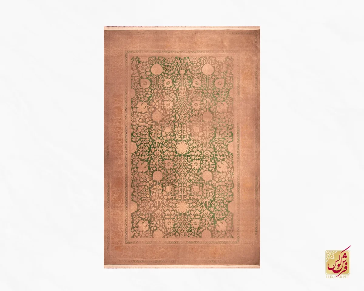 فرش وینتیج HR 165 نسکافه‌ای سبز - تصویر 2