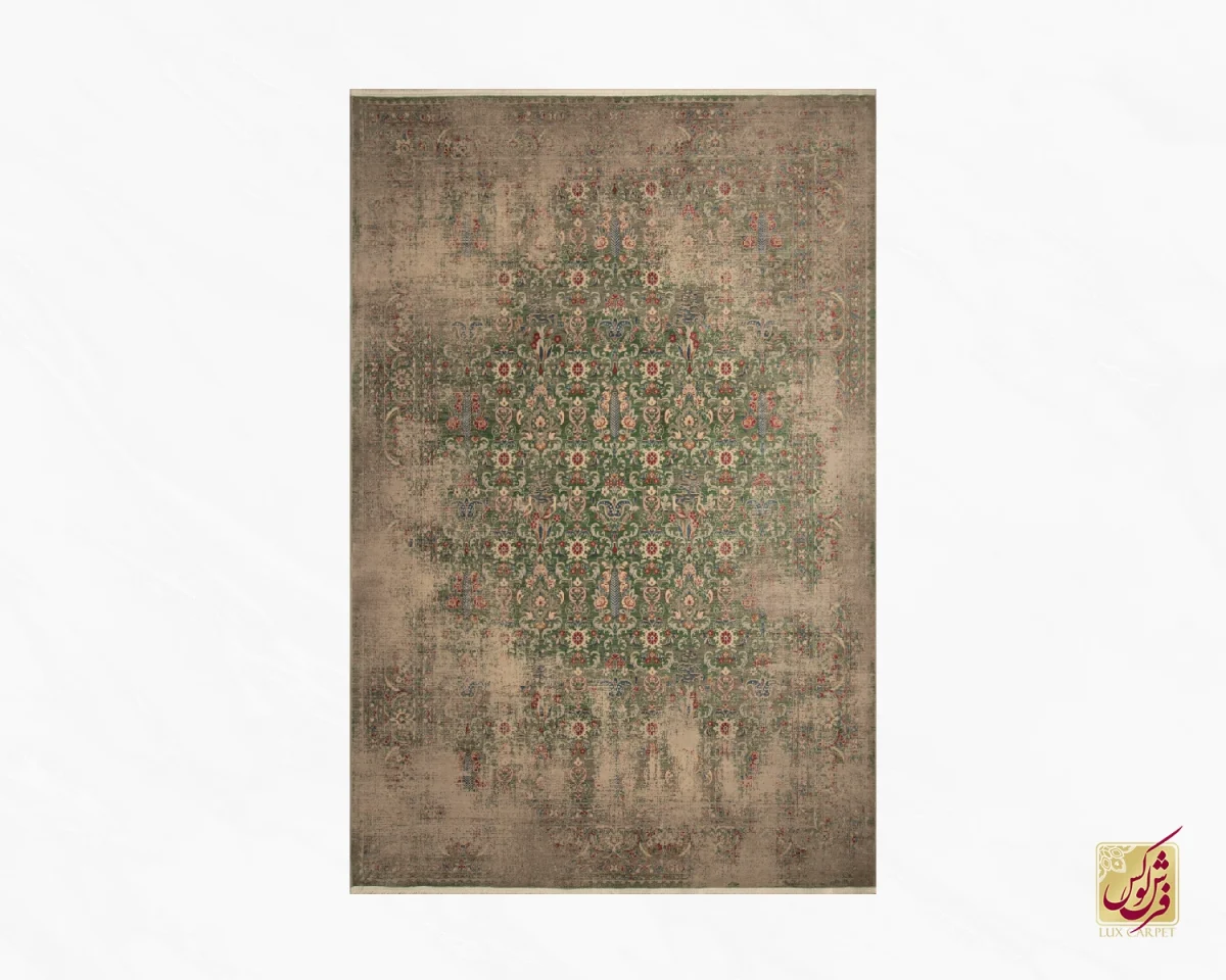 فرش وینتیج HR 188 نسکافه ای سبز - تصویر 2
