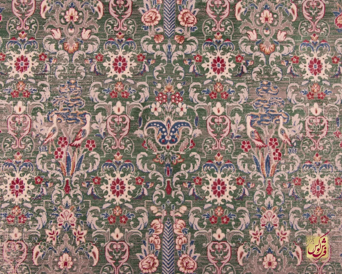 فرش وینتیج HR 188 نسکافه ای سبز - تصویر 3