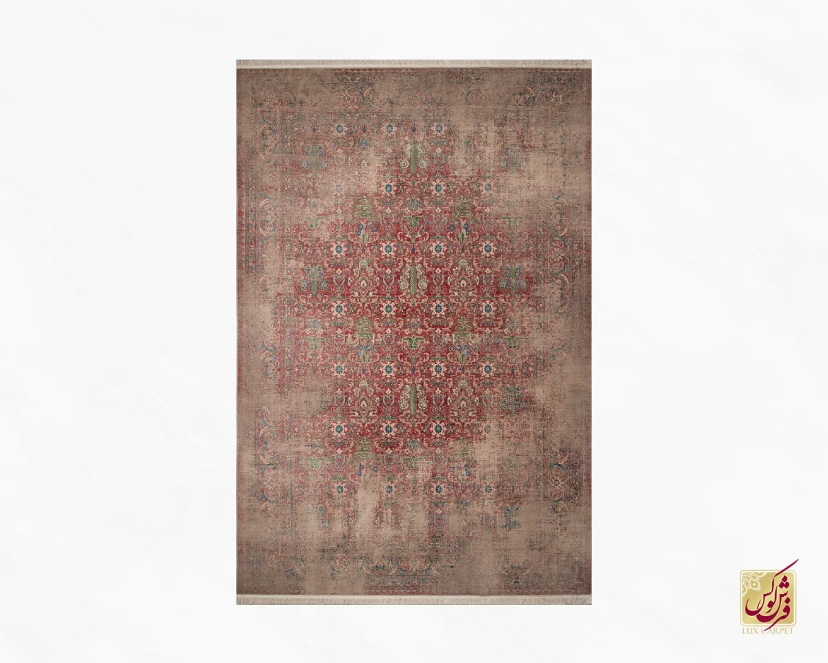 فرش وینتیج HR 189 نسکافه ای قرمز - تصویر 2