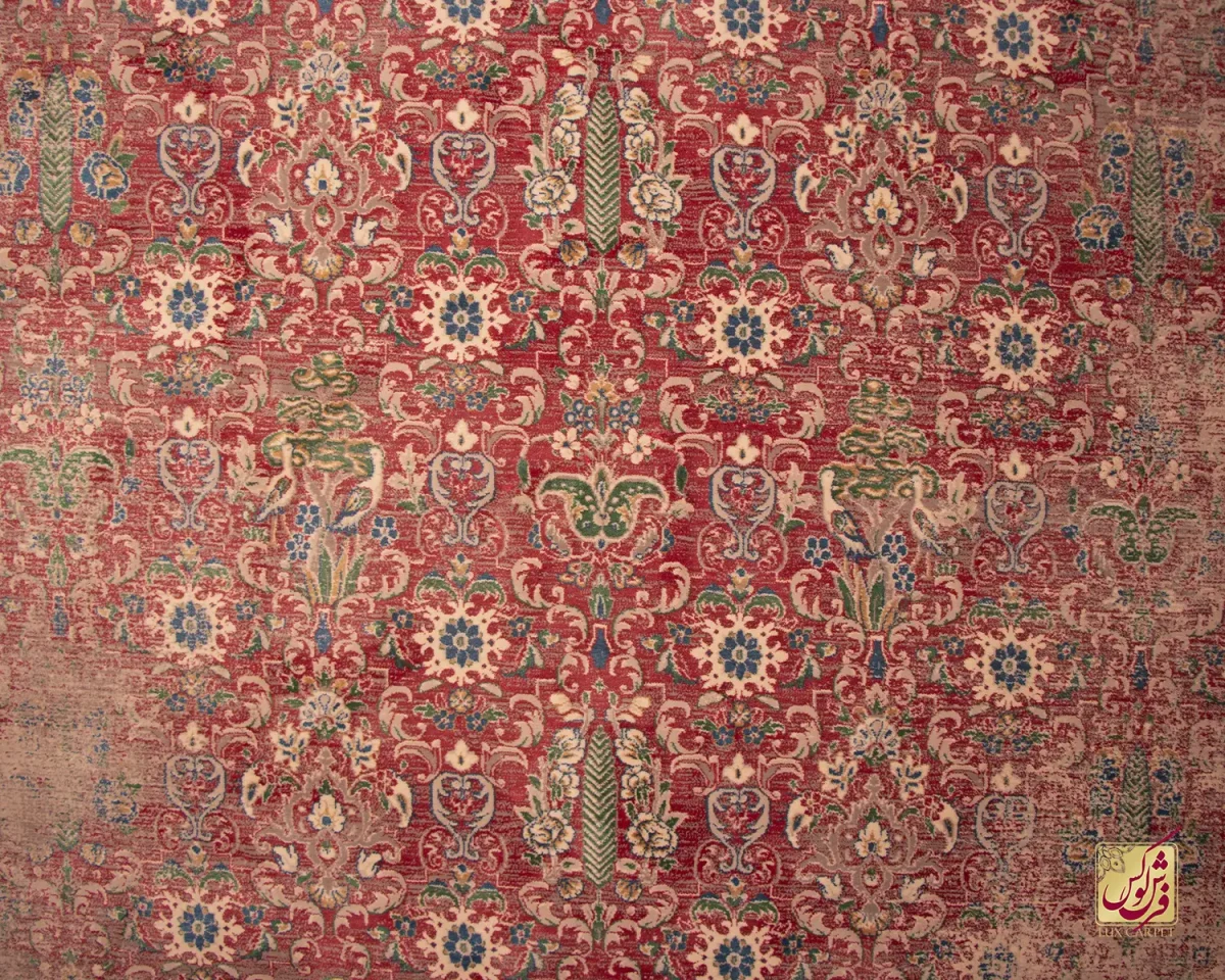 فرش وینتیج HR 189 نسکافه ای قرمز - تصویر 3