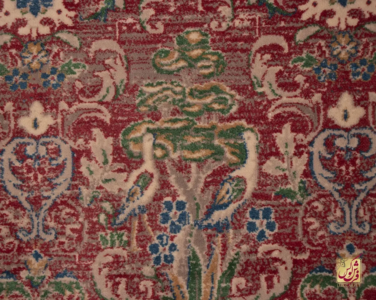 فرش وینتیج HR 189 نسکافه ای قرمز - تصویر 4