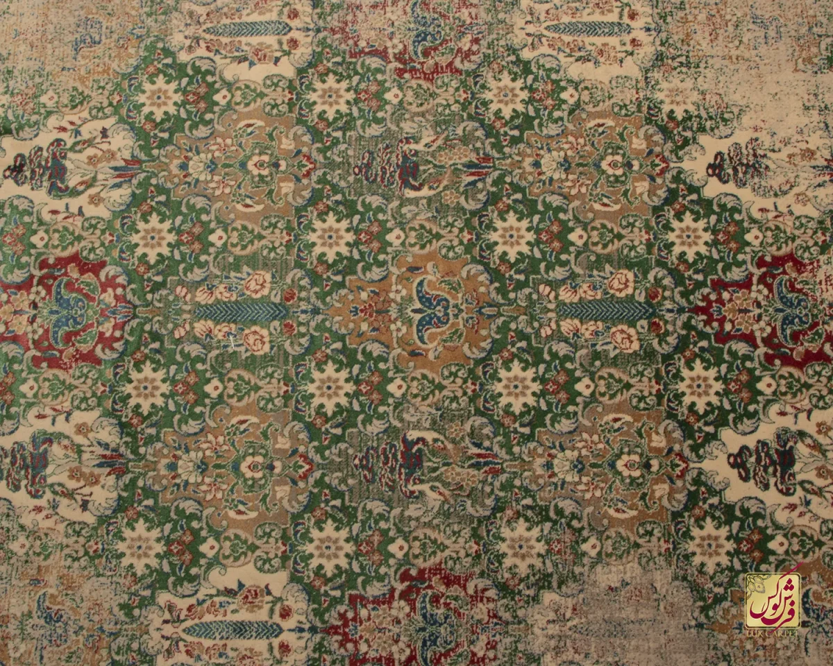 فرش وینتیج HR 186 نسکافه‌ای سبز - تصویر 15