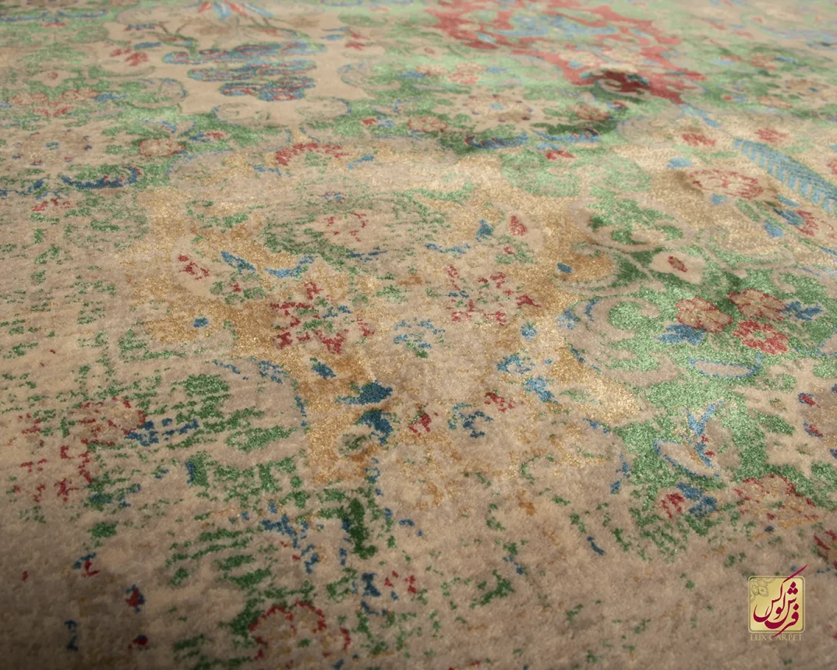 فرش وینتیج HR 186 نسکافه‌ای سبز - تصویر 6