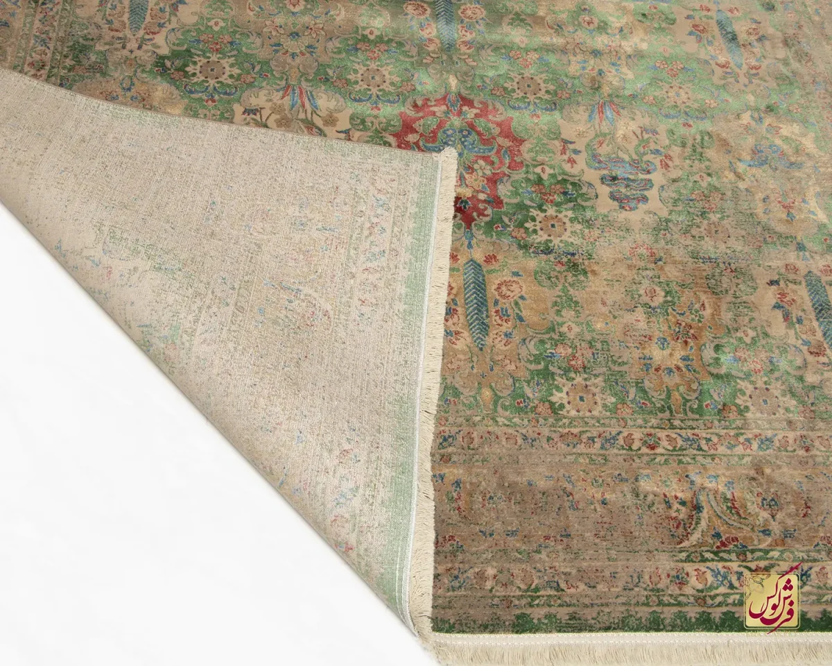 فرش وینتیج HR 186 نسکافه‌ای سبز - تصویر 11