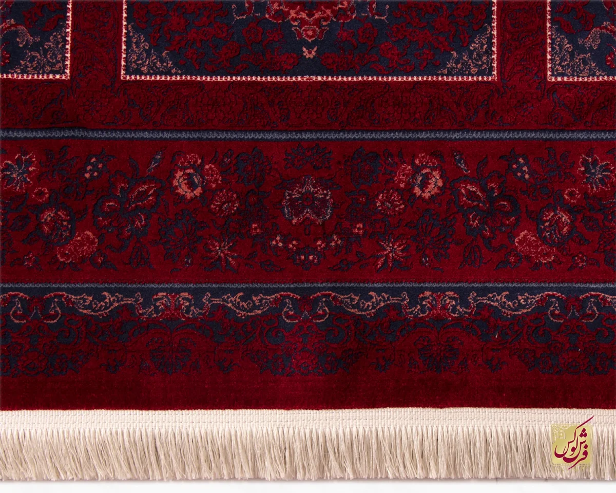 فرش وینتیج کتیبه lsk قرمز سورمه ای - تصویر 4