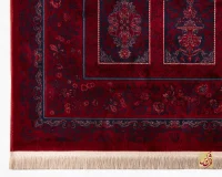 فرش وینتیج کتیبه lsk قرمز سورمه ای - Image 6