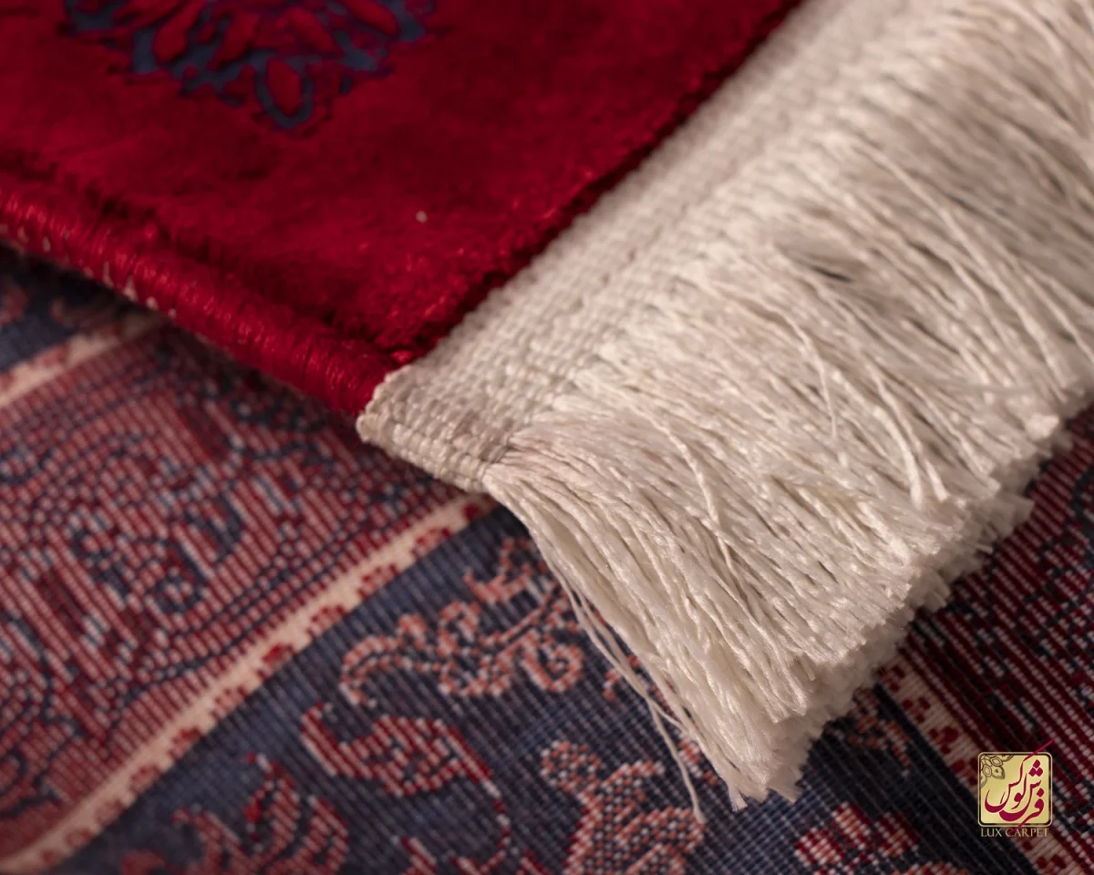 فرش وینتیج کتیبه lsk قرمز سورمه ای - تصویر 9