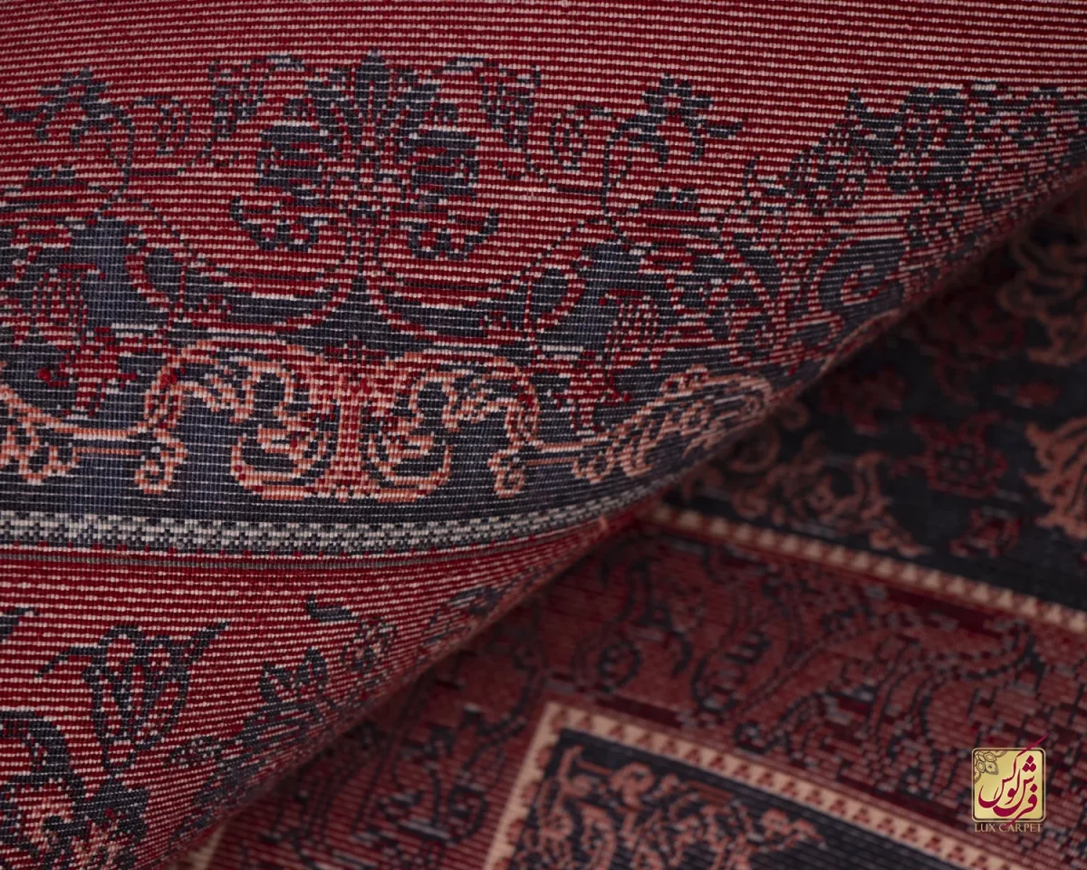 فرش وینتیج کتیبه lsk قرمز سورمه ای - تصویر 10