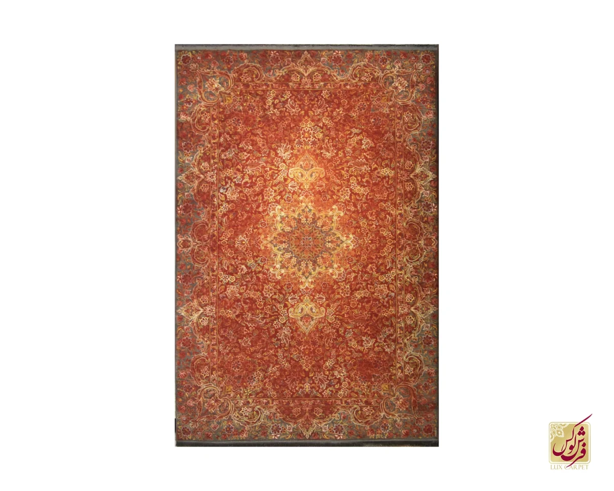 فرش وینتیج t1005 طوسی نارنجی - تصویر 1