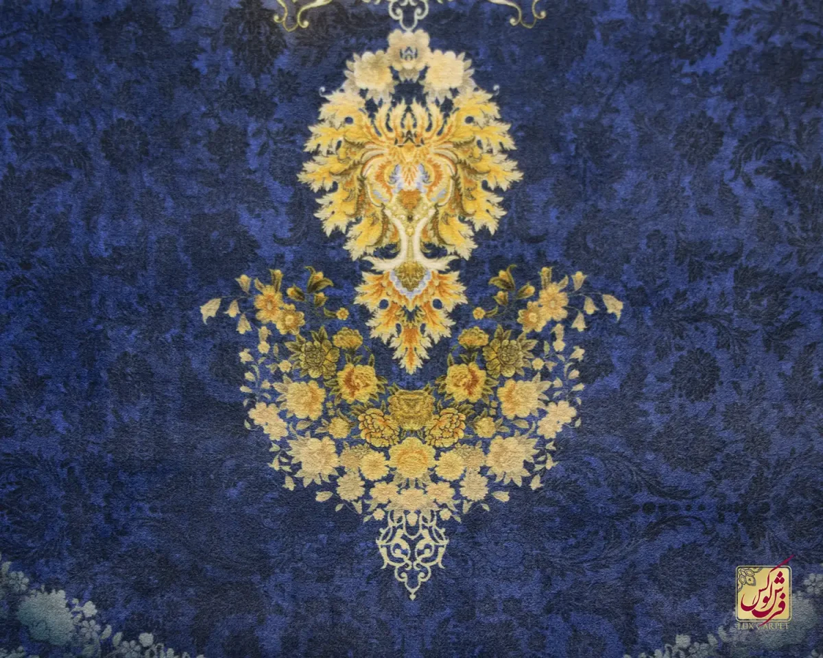 فرش کلاسیک t1035 آبی طلایی - تصویر 2