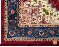 فرش ابریشم ماشینی T1089 لاکی حاشیه آبی - تصویر 12