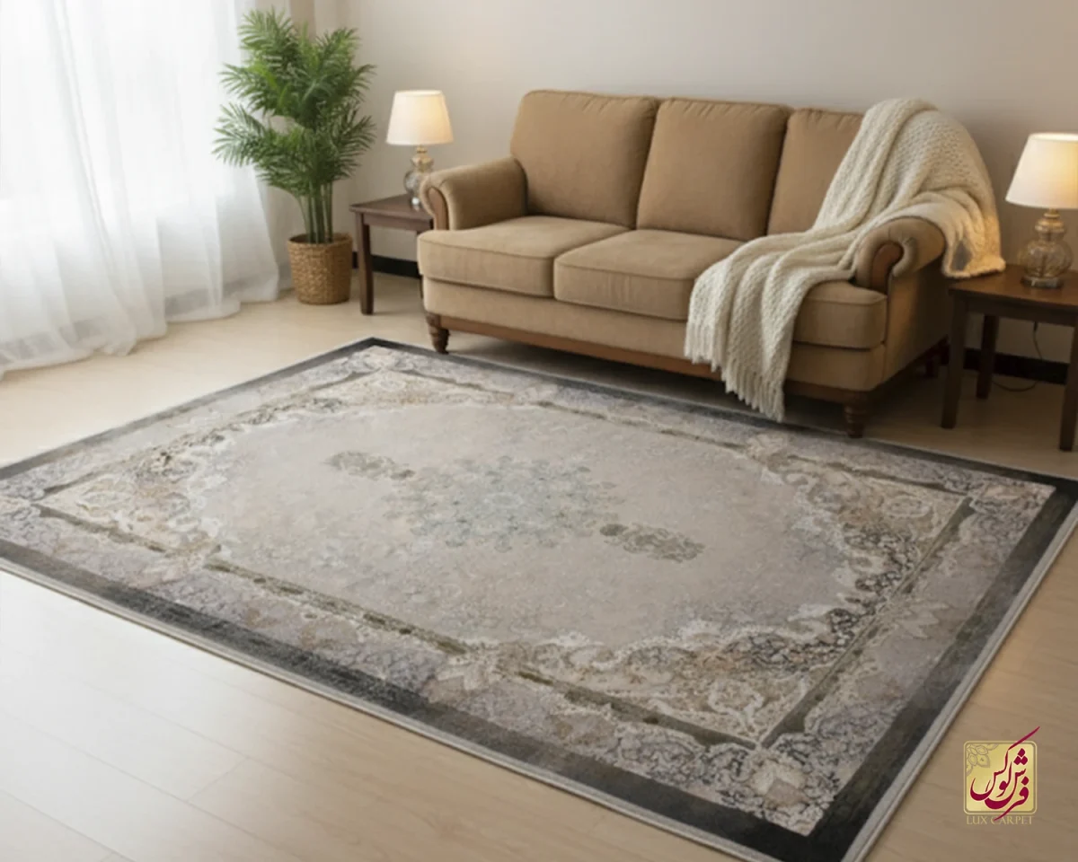 فرش وینتیج vin9 کرم سبز - تصویر 1