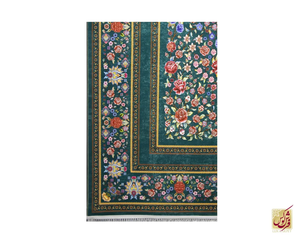 فرش کلاسیک باغ گل سبز - تصویر 3