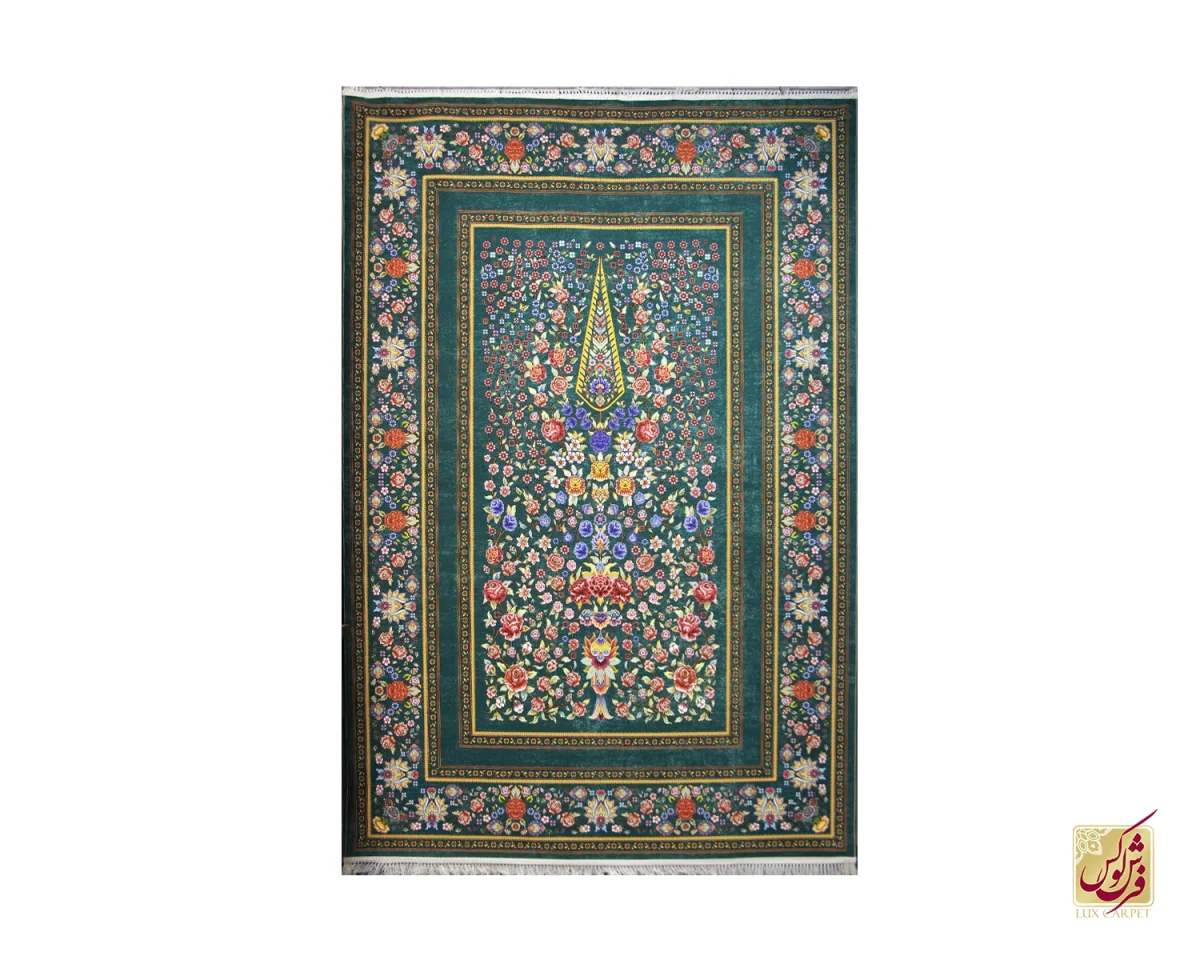 فرش کلاسیک باغ گل سبز - تصویر 1