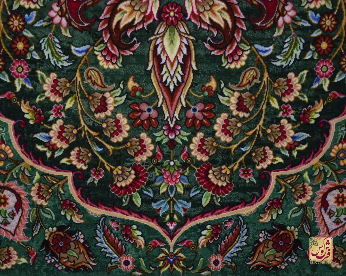 فرش کلاسیک قجری سبز - تصویر 2