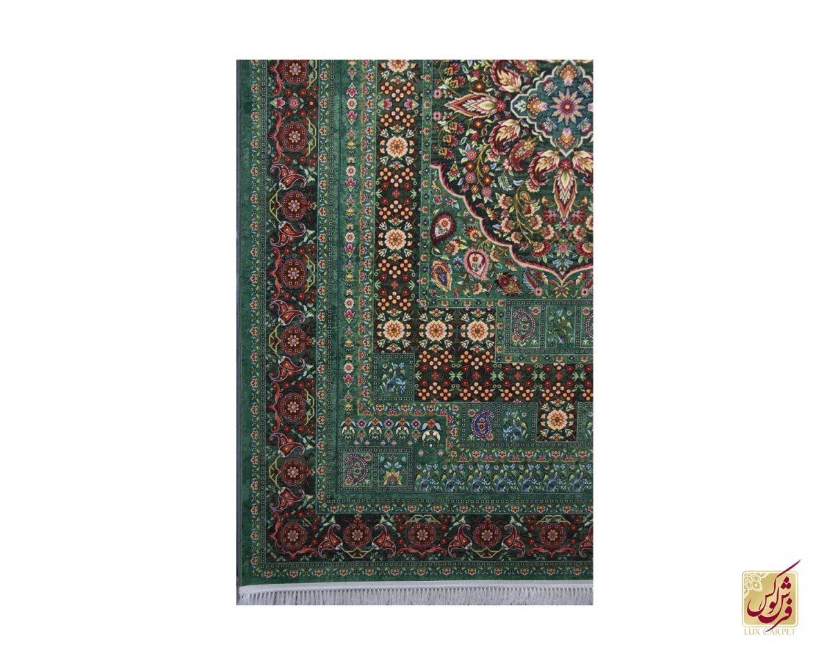 فرش کلاسیک قجری سبز - تصویر 3