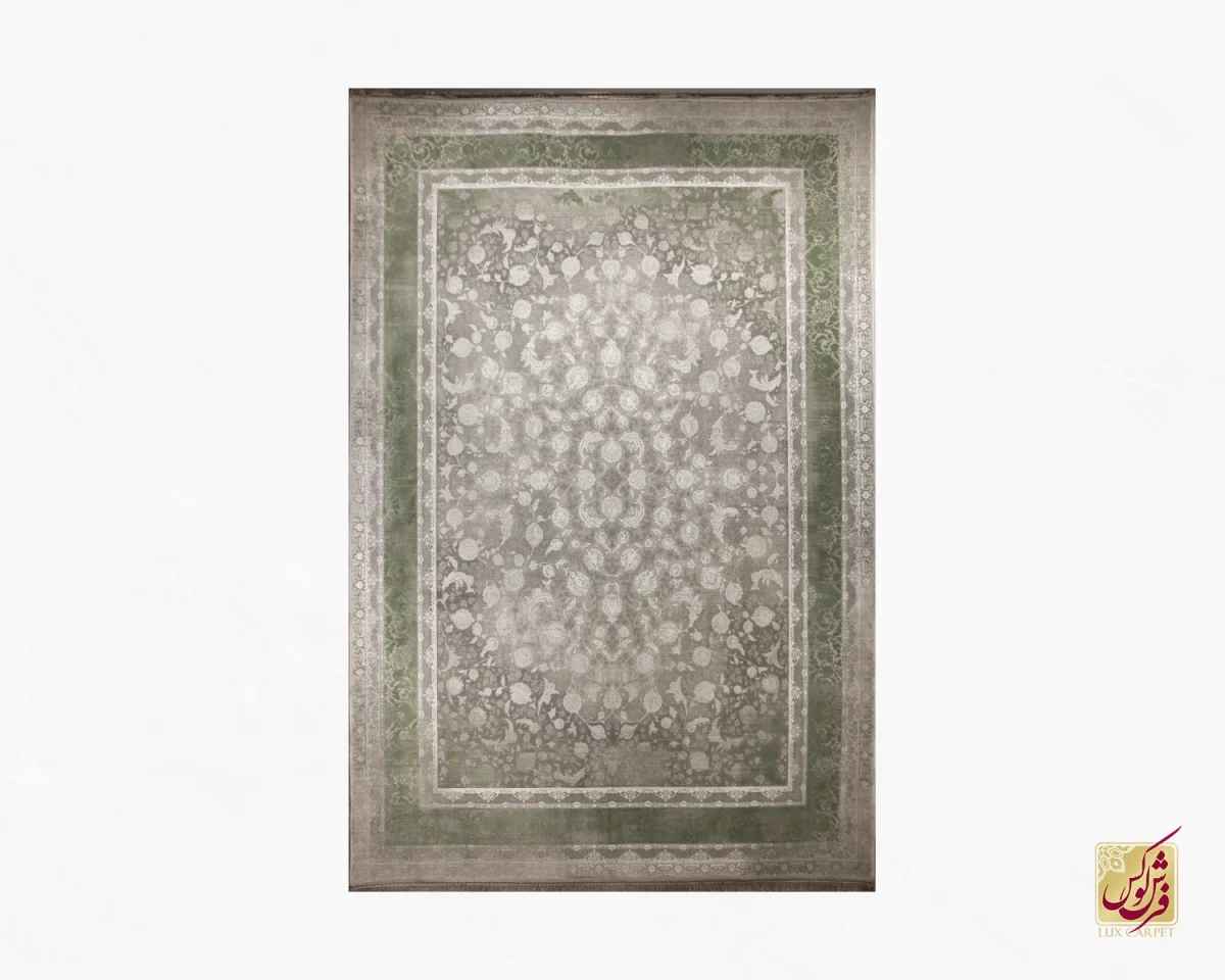 فرش وینتیج ملانیا سبز نسکافه‌ای - تصویر 1