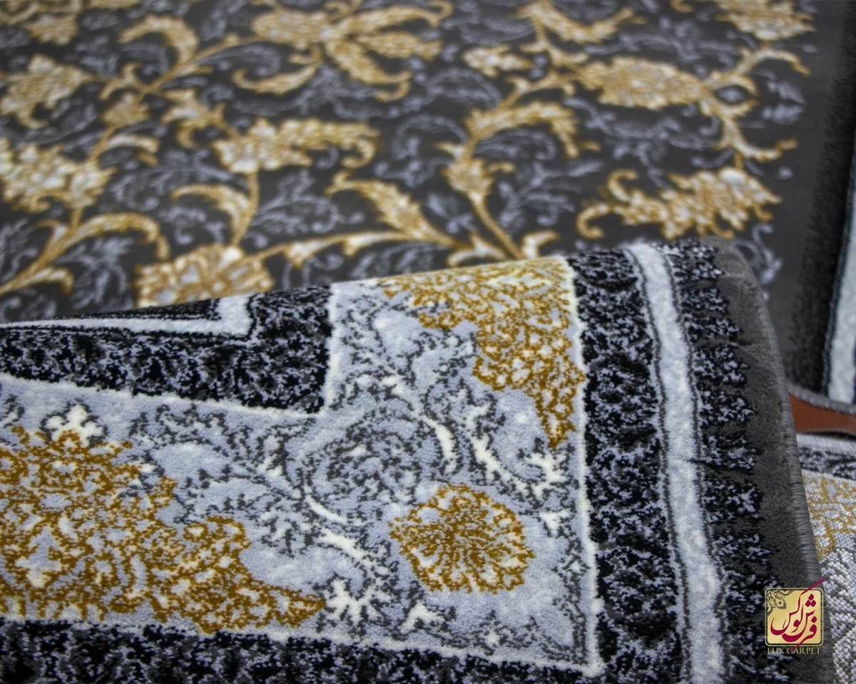 فرش کلاسیک نگار ذغالی طلایی - تصویر 2