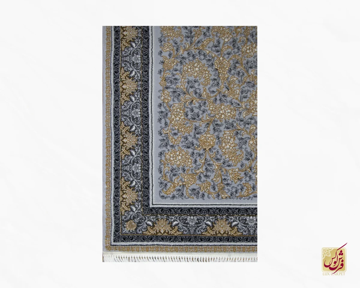 فرش کلاسیک نگار طوسی طلایی - تصویر 3