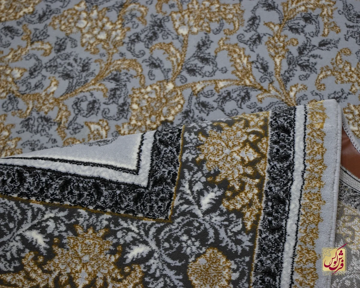 فرش کلاسیک نگار طوسی طلایی - تصویر 2