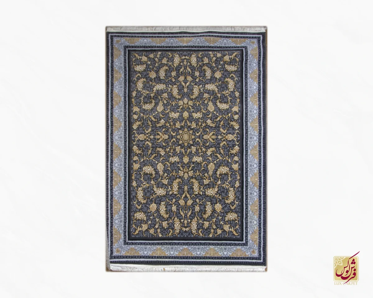 فرش کلاسیک نگار ذغالی طلایی - تصویر 1