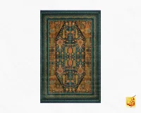 فرش ابریشم ماشینی AJ1010 سبز نارنجی - Image 2