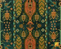 فرش ابریشم ماشینی AJ1010 سبز نارنجی - Image 3