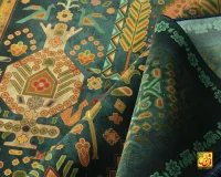 فرش ابریشم ماشینی AJ1010 سبز نارنجی - Image 7