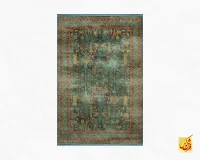 فرش ابریشم ماشینی AJ1012 سبز آجری - Image 2