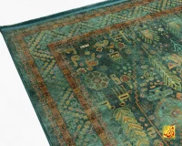 فرش ابریشم ماشینی AJ1012 سبز آجری - Image 11