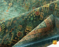 فرش ابریشم ماشینی AJ1012 سبز آجری - Image 8