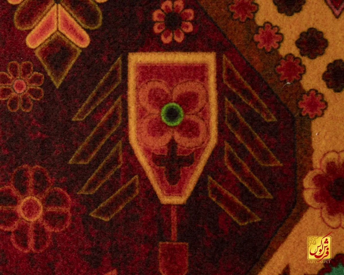 فرش ابریشم ماشینی A1016 لاکی نارنجی - تصویر 11