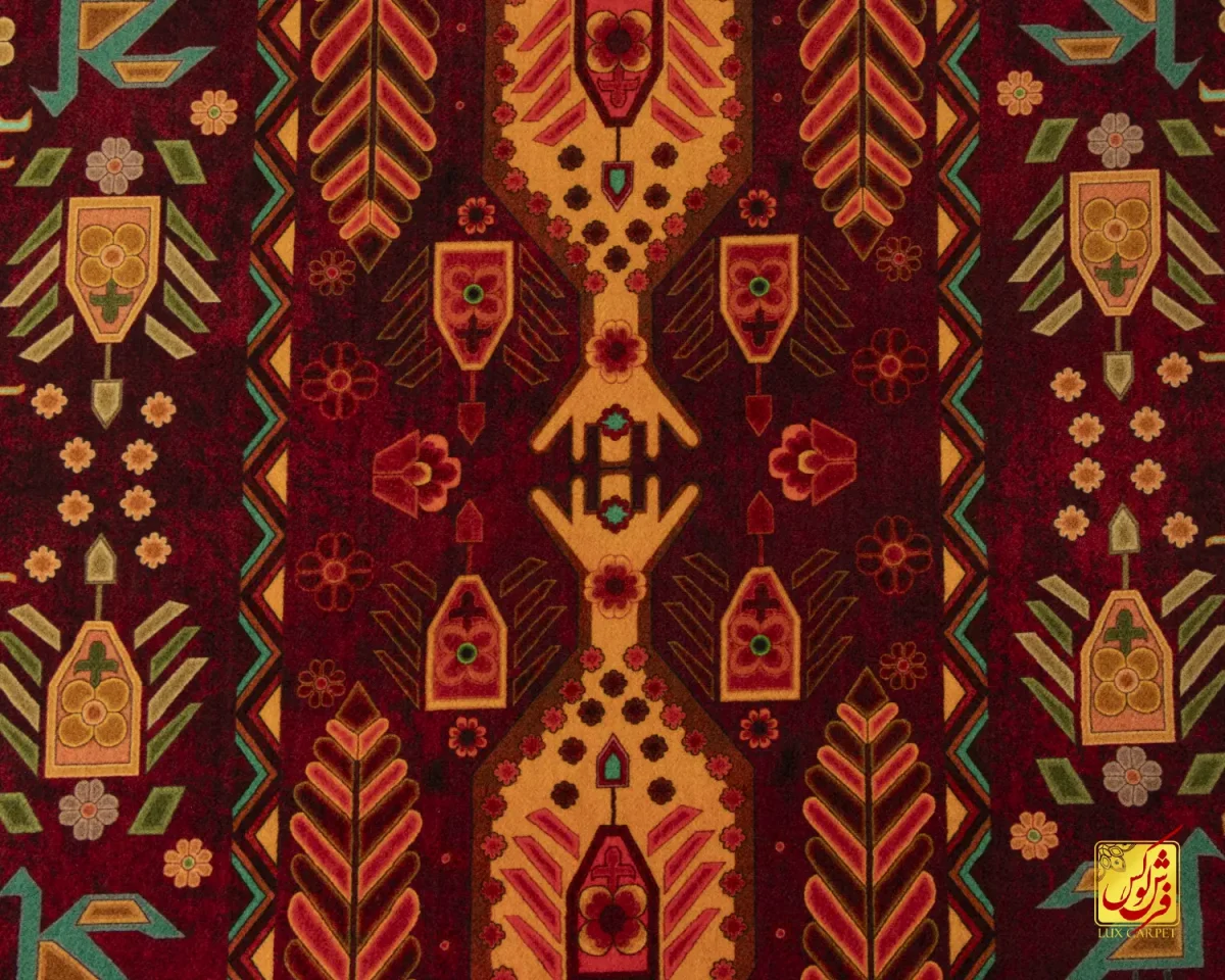 فرش ابریشم ماشینی A1016 لاکی نارنجی - تصویر 12