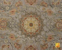 فرش ابریشم ماشینی AJ1017 طوسی کرم - Image 3