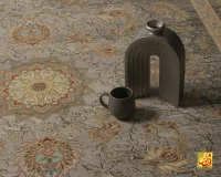 فرش ابریشم ماشینی AJ1017 طوسی کرم - Image 6
