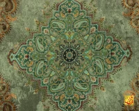 فرش ابریشم ماشینی AJ1023 فیروزه‌‎ای سبز - Image 3