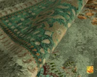 فرش ابریشم ماشینی AJ1023 فیروزه‌‎ای سبز - Image 7