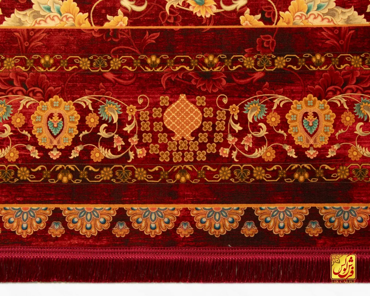 فرش ابریشم ماشینی A1038 لاکی - تصویر 5