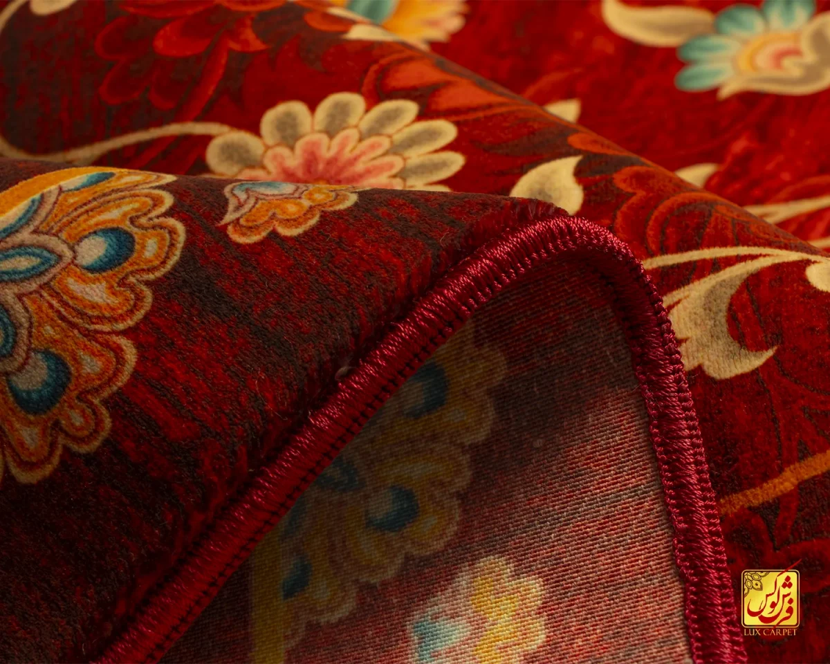فرش ابریشم ماشینی A1038 لاکی - تصویر 8