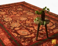 فرش ابریشم ماشینی AJ1039 سبز لاکی