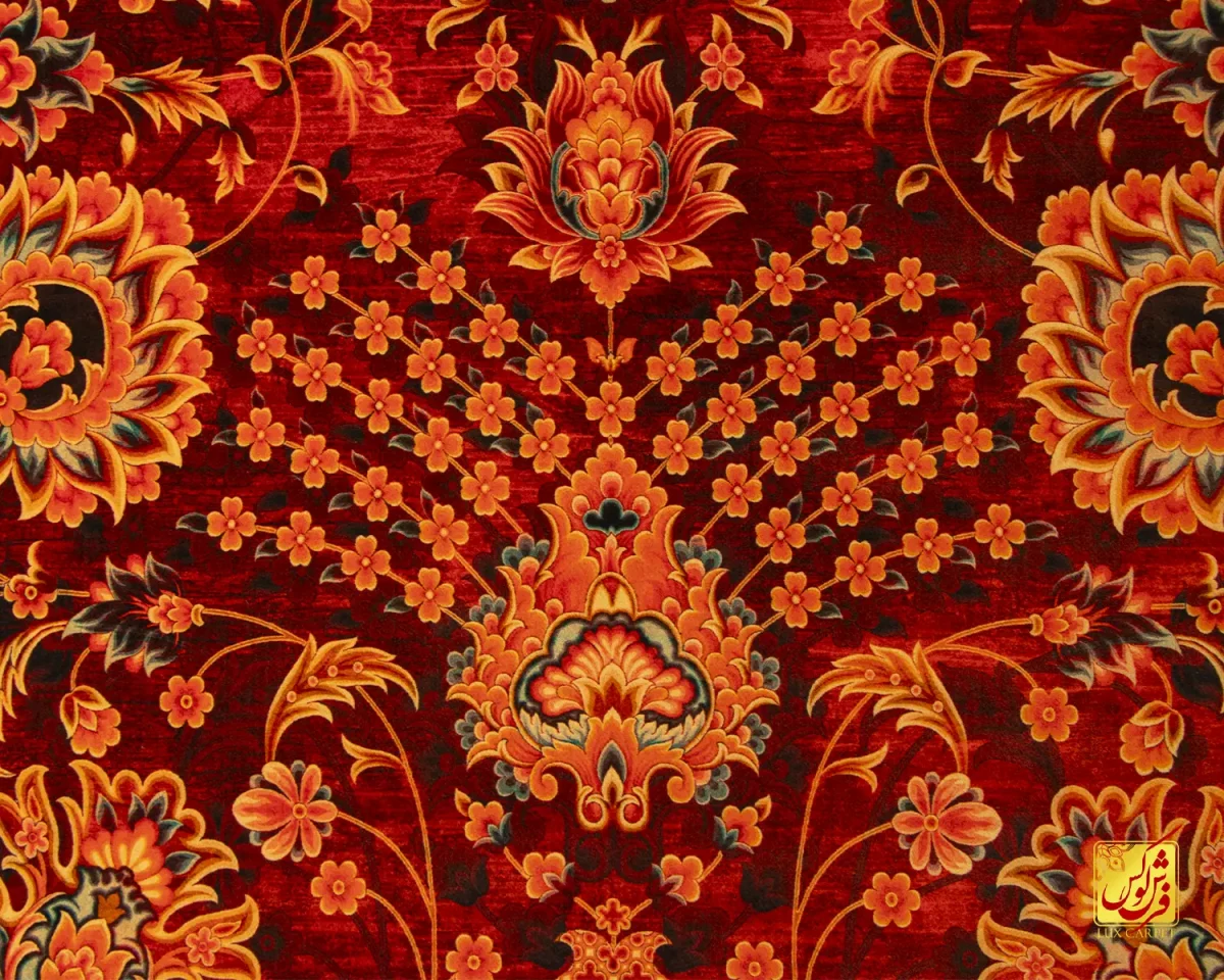 فرش ابریشم ماشینی A1039 سبز لاکی - تصویر 3